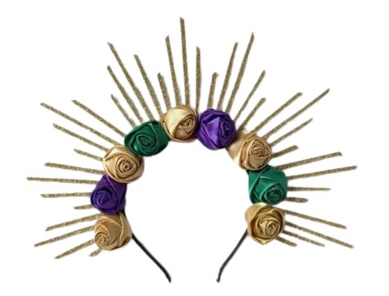 Mardi Gras Flower Halo Crown Headband (Each)