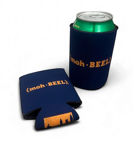 (moh-BEEL) Koozie - Blue/Orange