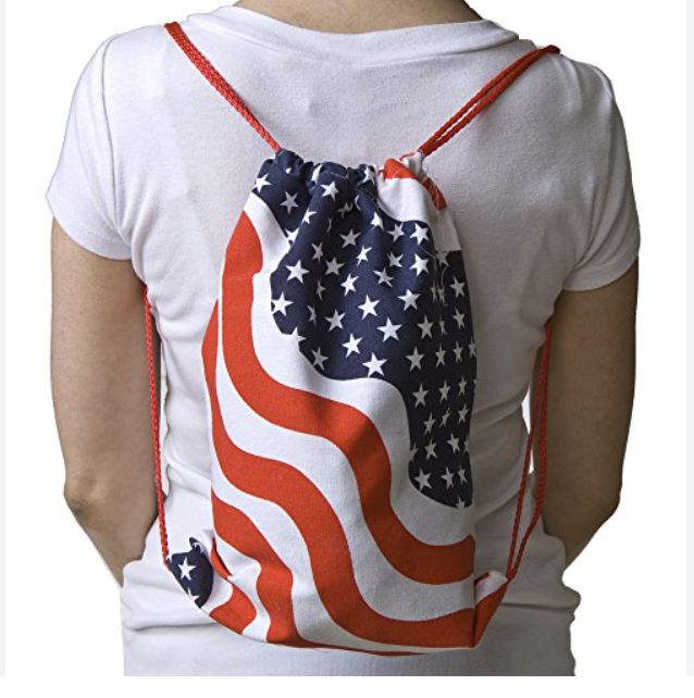 15" Stars and Stripes Drawstring Backpack (Dozen)