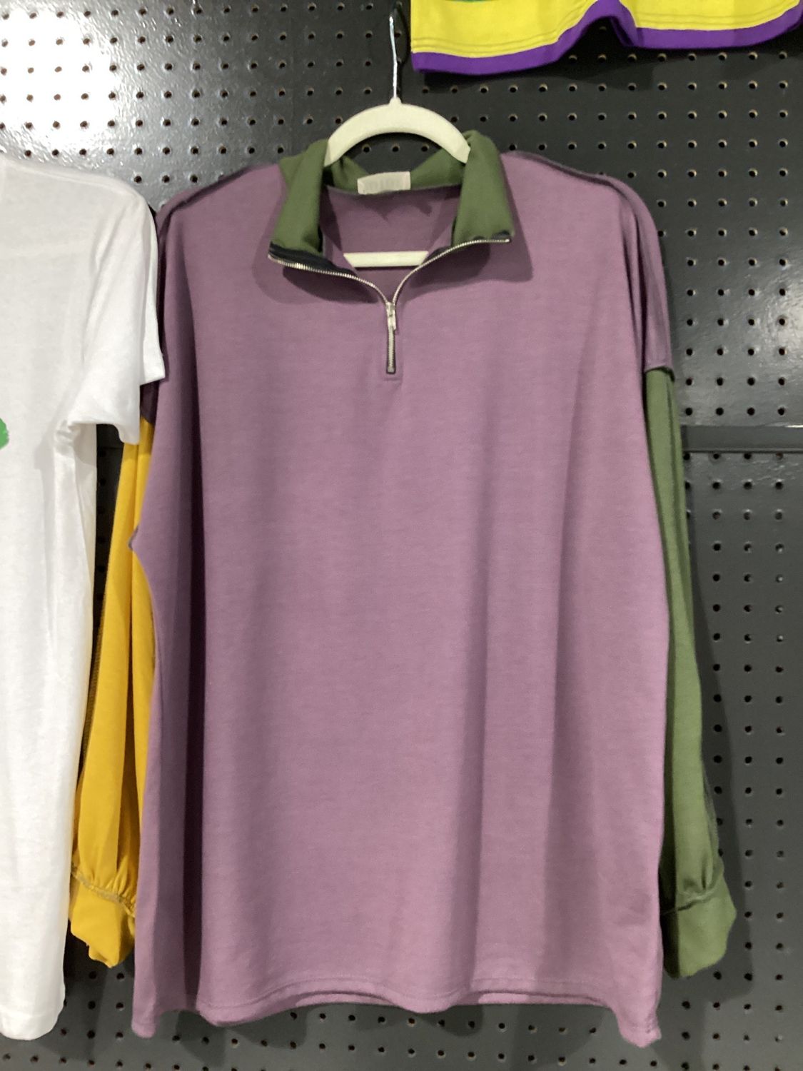 Terry Knit Color Block Zip Up Sweatshirt, Size: Small