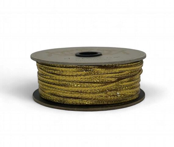 .12 x 25yds metallic lame ribbon w/ filament, gold