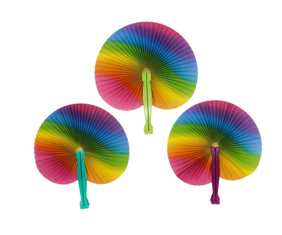 10" Rainbow Folding Paper Fan (Dozen)