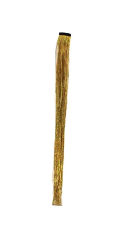 19" Clip-In Gold Hair Tinsel Extensions (Each)