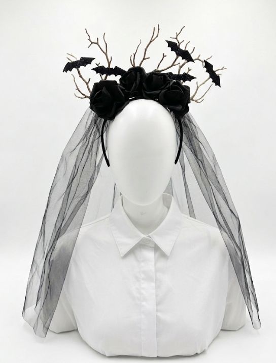 24" Bat/Rose Bridal Veil