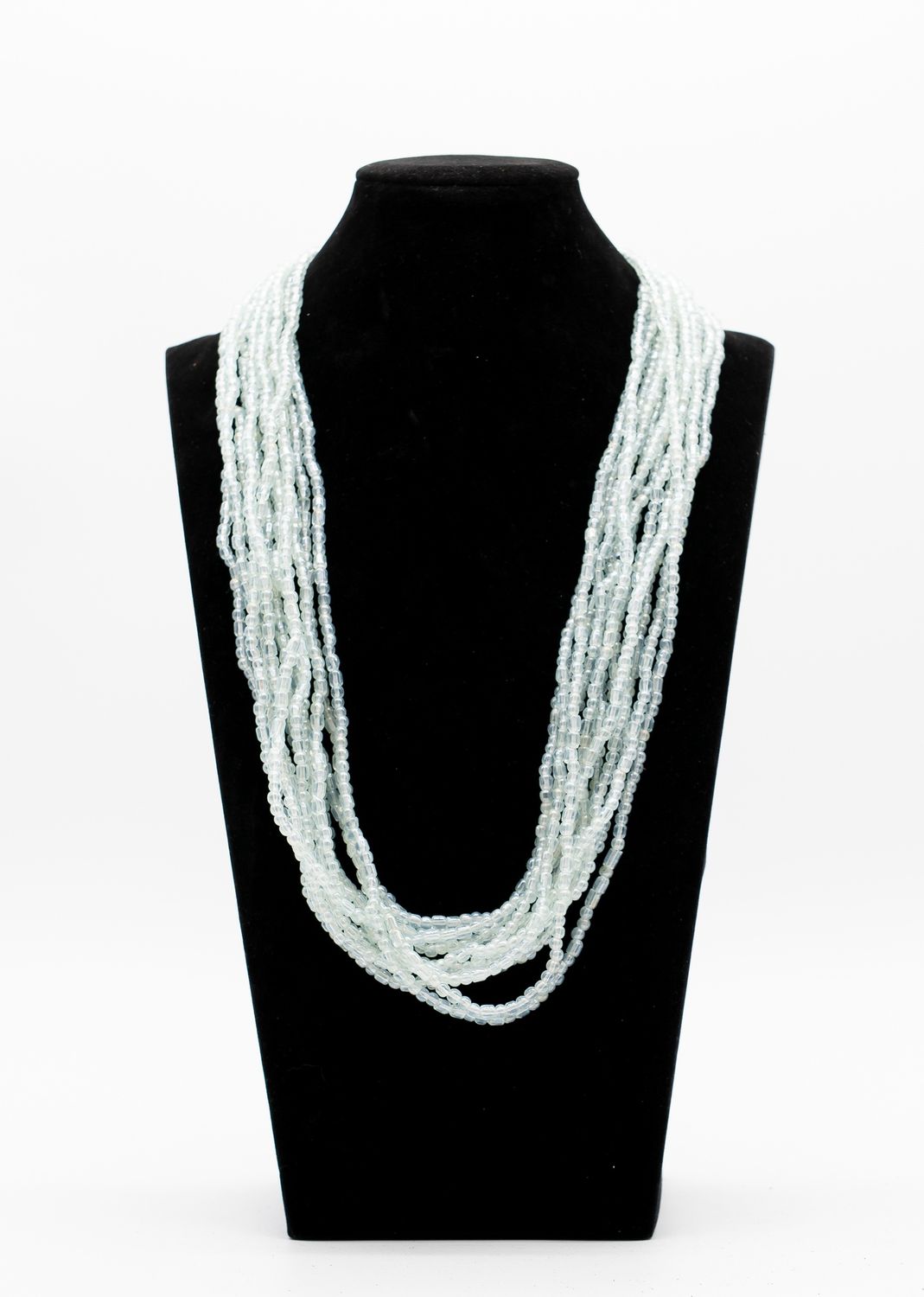 27" Clear Glass Bead Necklace (Dozen)