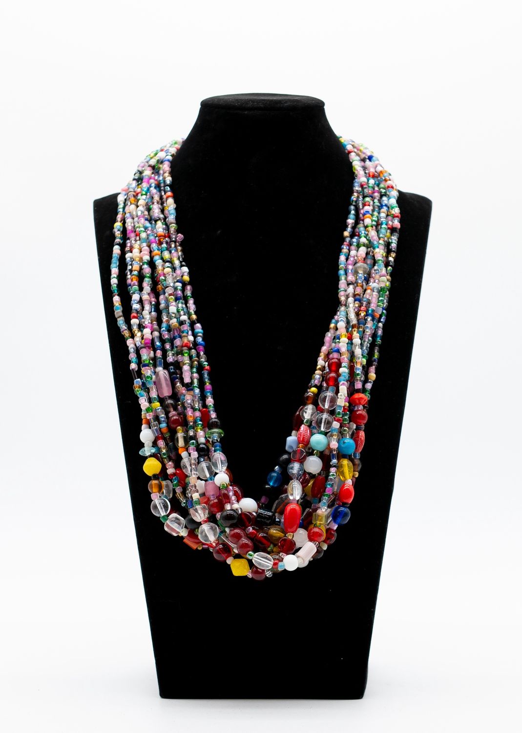 27" Multi Color Glass Bead Necklace (Dozen) GL109