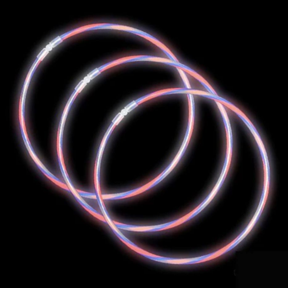 22" Swizzle Red, White and Blue Glow Necklace (Tube/50 Pieces)