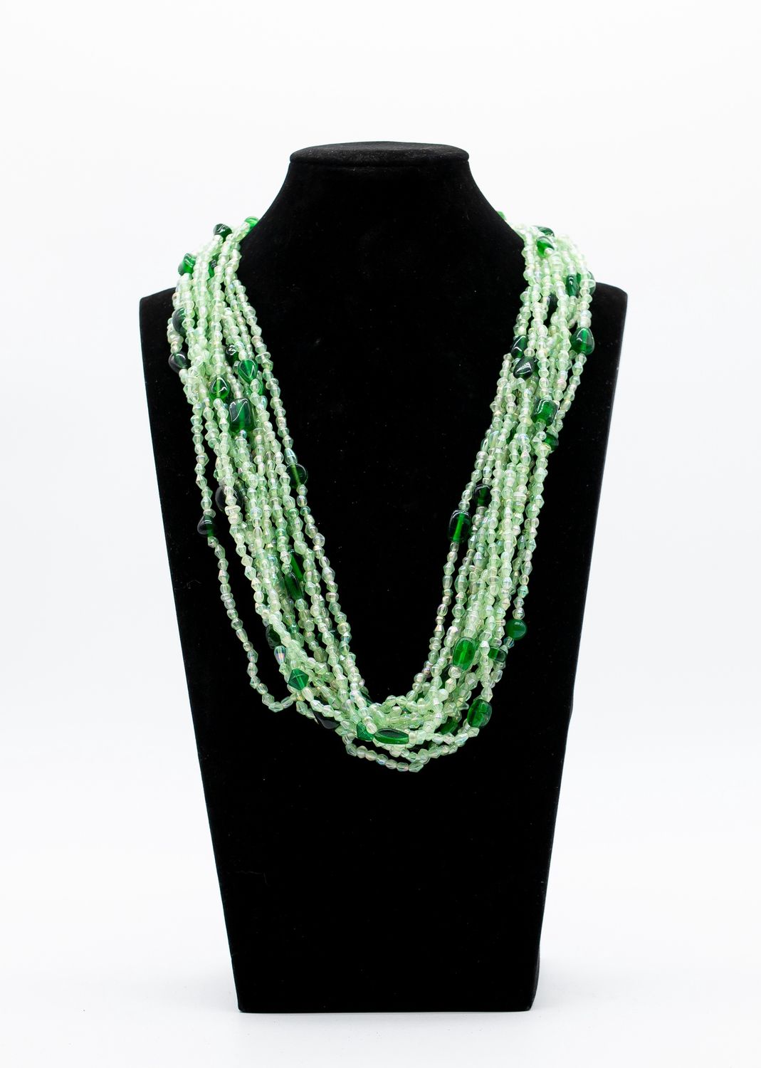 27" Green Glass Bead Necklace (Dozen) GL374
