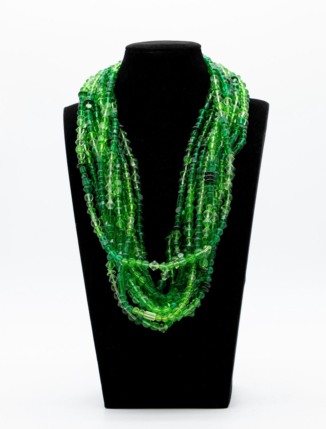 27" Green Glass Bead Necklace (Dozen) GL129