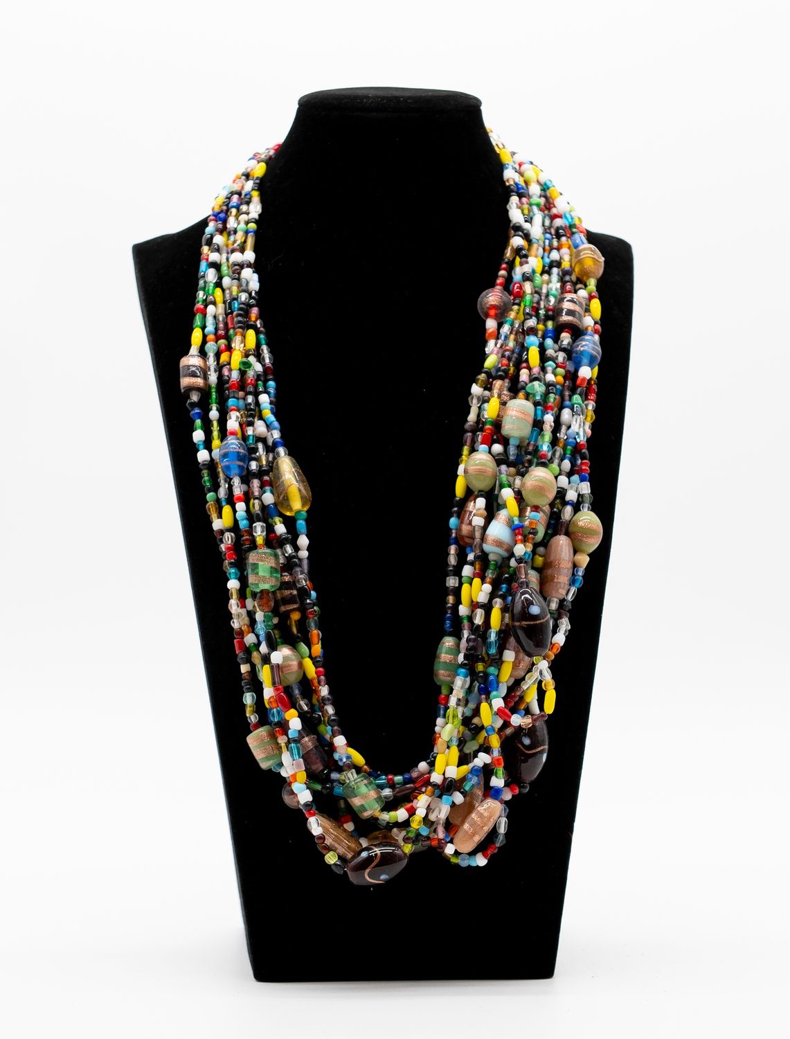 27" Multi Color Festive Glass Bead Necklace (Dozen)