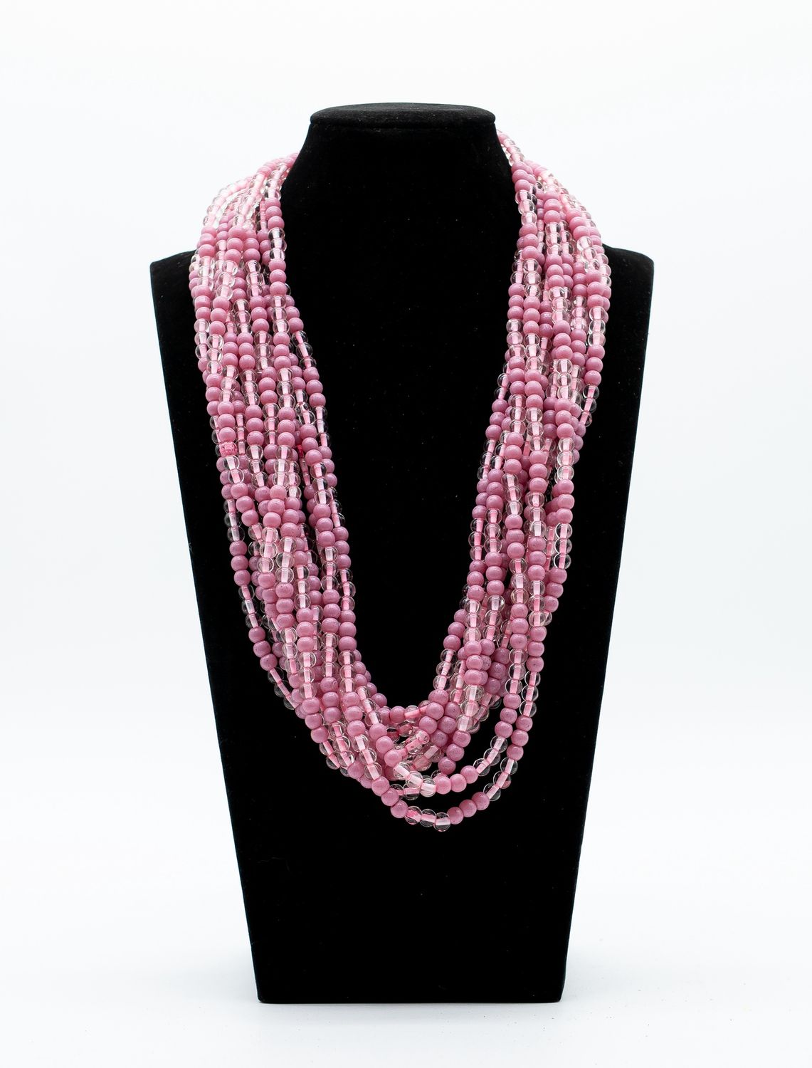 27" Pink Glass Bead Necklace (Dozen)