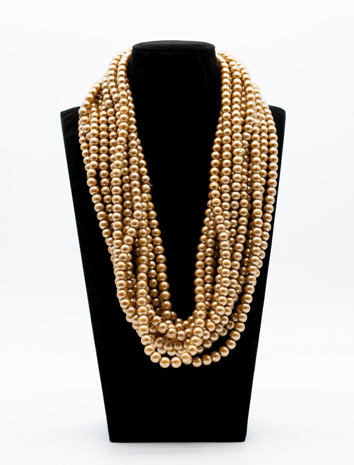 27" Golden Pearl 8mm Glass Bead Necklace (Dozen)