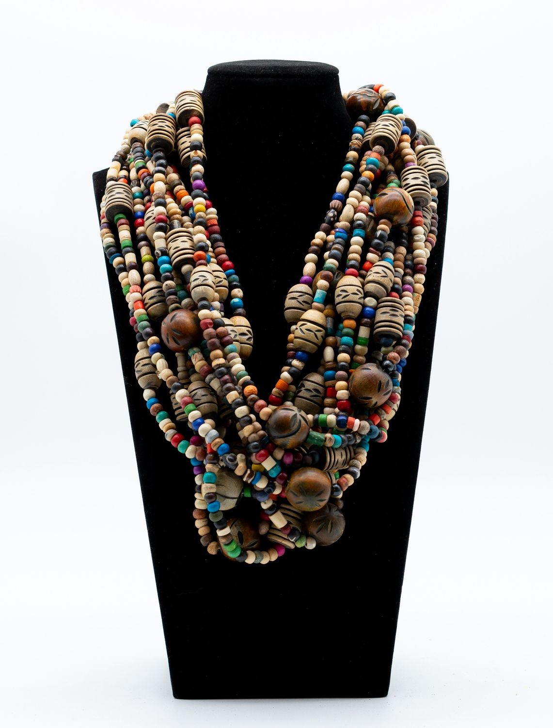 27" Multi Horn &amp; Bone Glass Bead Necklace (Dozen)