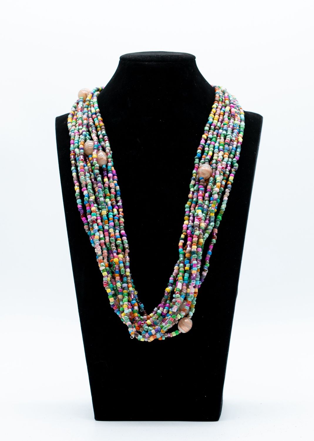 27" Multicolor Glass Bead Necklace (Dozen) GL090