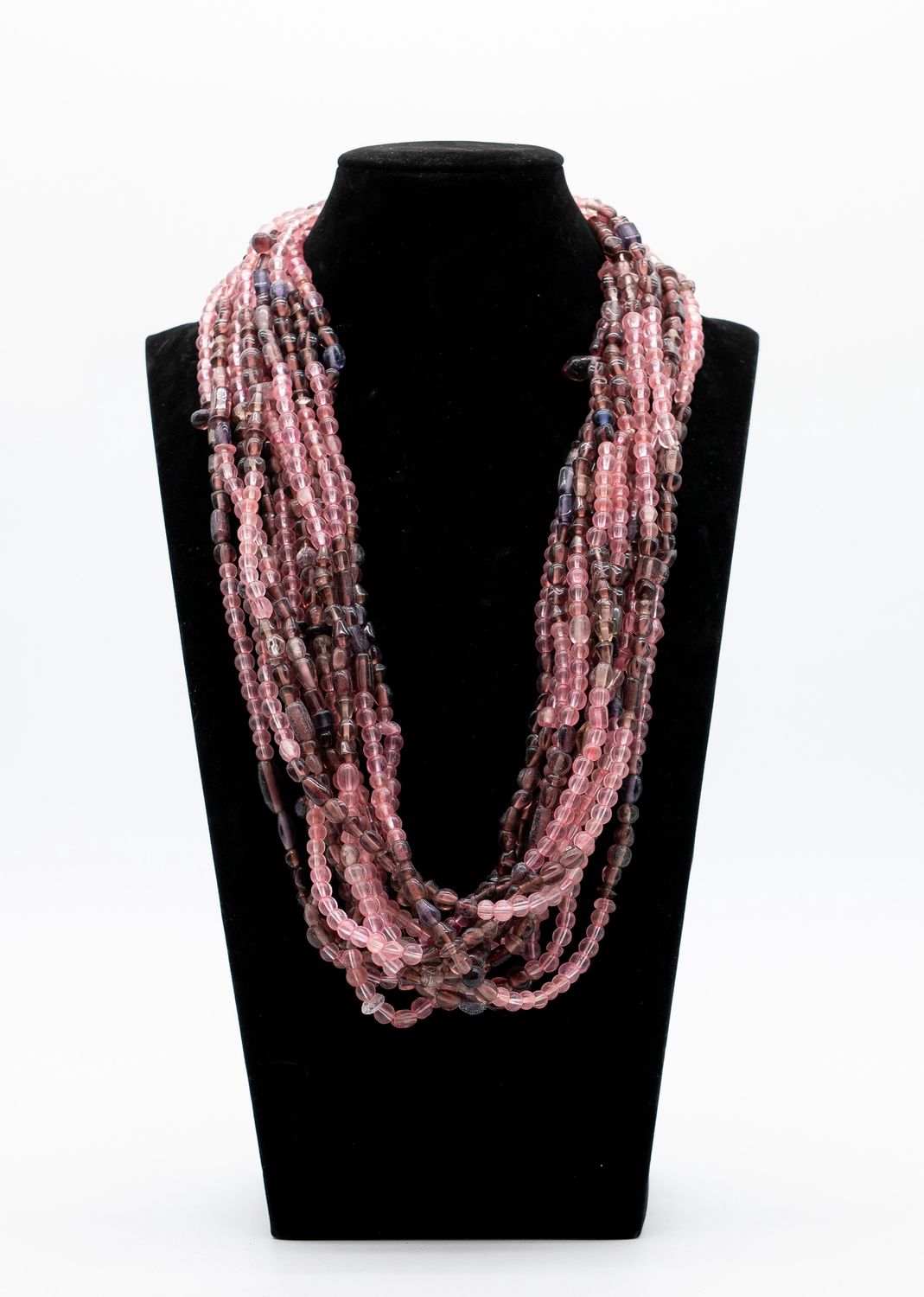 27" Rose and Purple Glass Bead Necklace (Dozen)