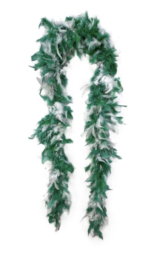 6' Green and White Boa with Silver Tinsel (Each)