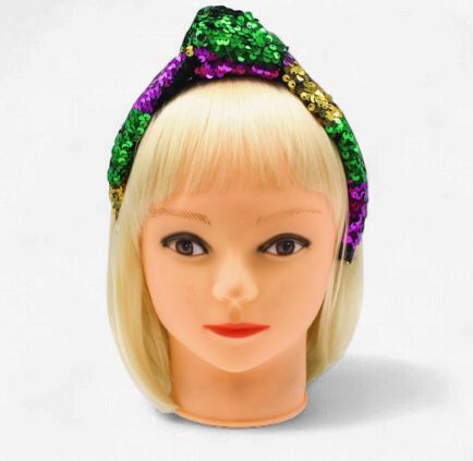 8”Purple,Green and Gold Sequin Headband(Each)