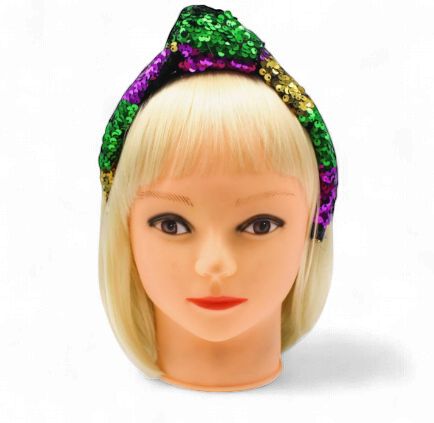 8”Purple,Green and Gold Sequin Headband(Each)