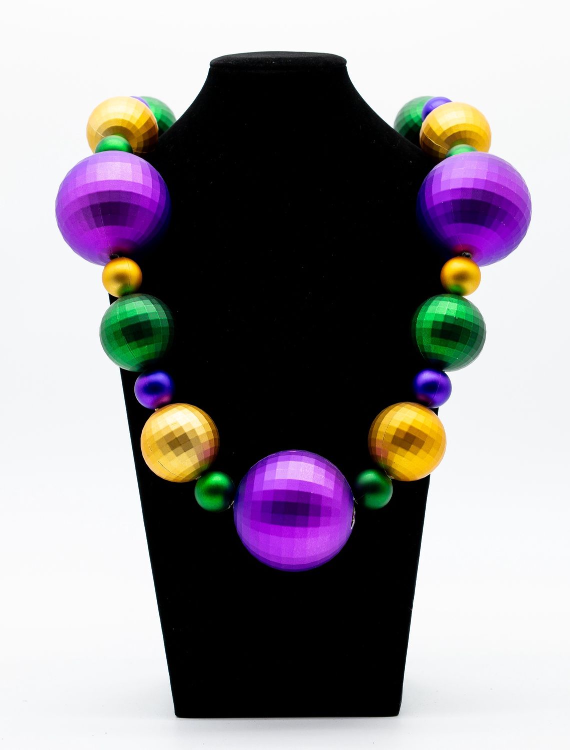 44" 20/40/60mm Purple, Green, and Gold Matte Globe Balls Necklace (Each)