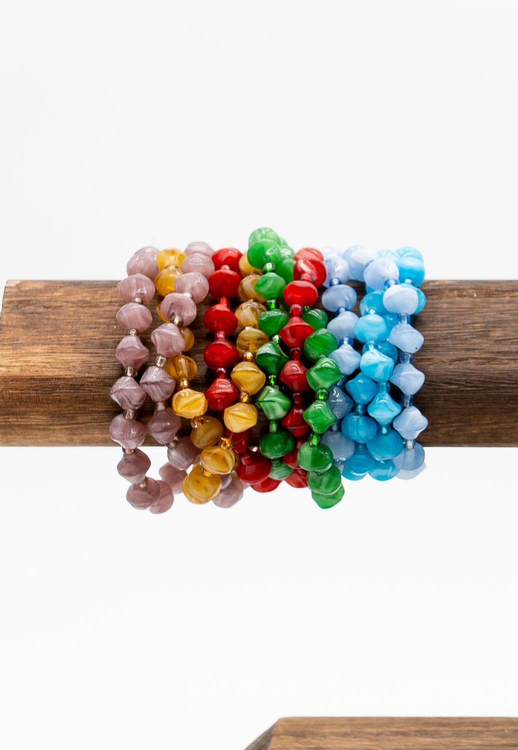7.5" Assorted Color and Shape Glass Bead Bracelet (Dozen)