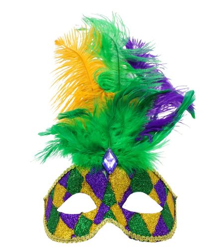 8" x 12" Harlequin Mask with Feathers (Each)