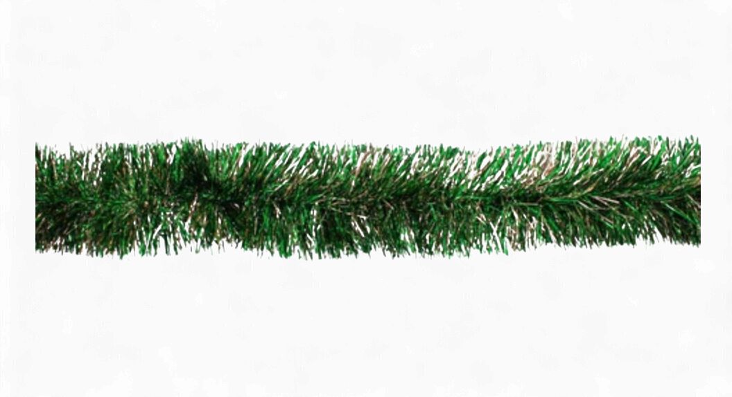 9' x 4" Green and Silver Pine Needle Tinsel Garland (Each)