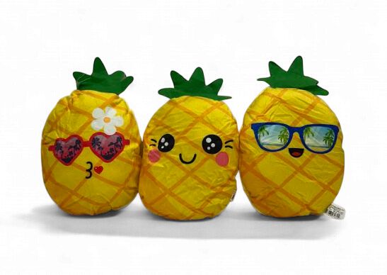 7.5" Plush Emoji Face Pineapple - Assorted (Dozen)