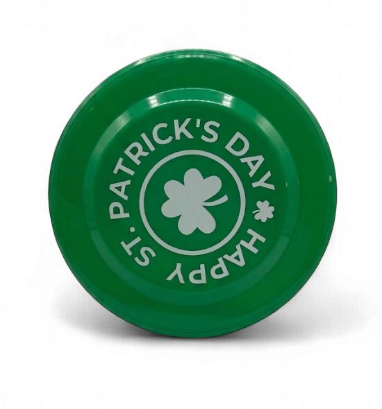 7" St. Patrick's Day White Frisbee with Green Shamrock (Dozen)