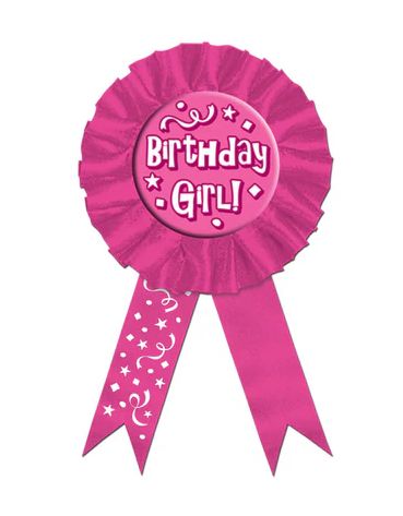 Birthday Girl Award Ribbon 3.75" X 6.5" (Each)