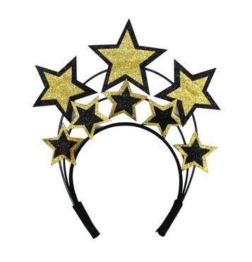 Black and Gold Stars Headband (Each)