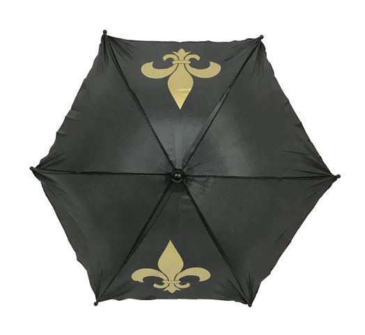 Black Umbrella with Metallic Gold Fleur De Lis 14.5" (Each)