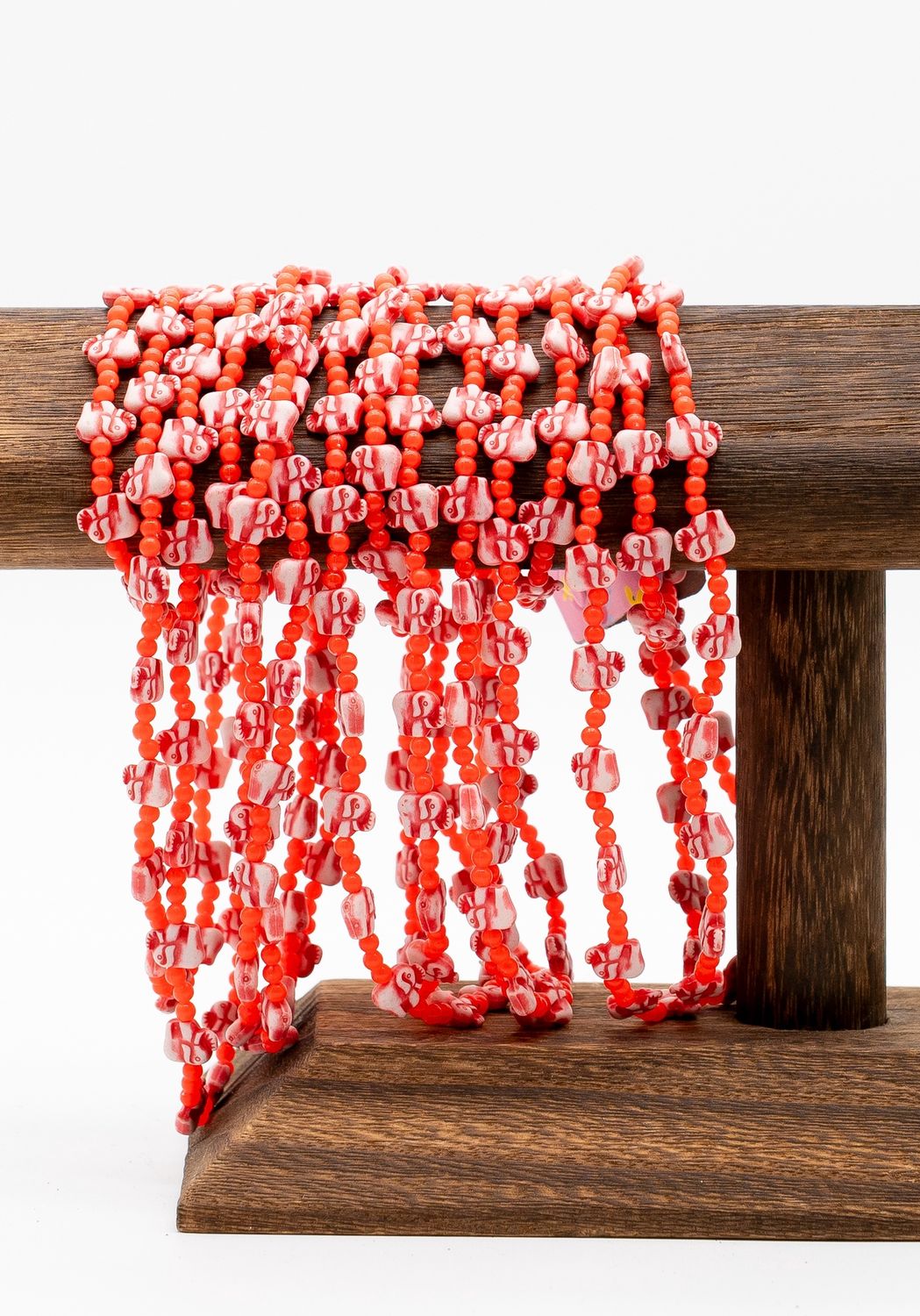 Bright Red Elephant Necklace and Bracelet Set (Pack of 6)