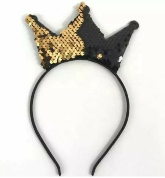 Black and Gold Sequin Crown Headband (Each)
