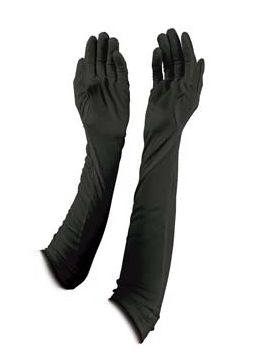 Black Long Satin Elastic Gloves (Each)
