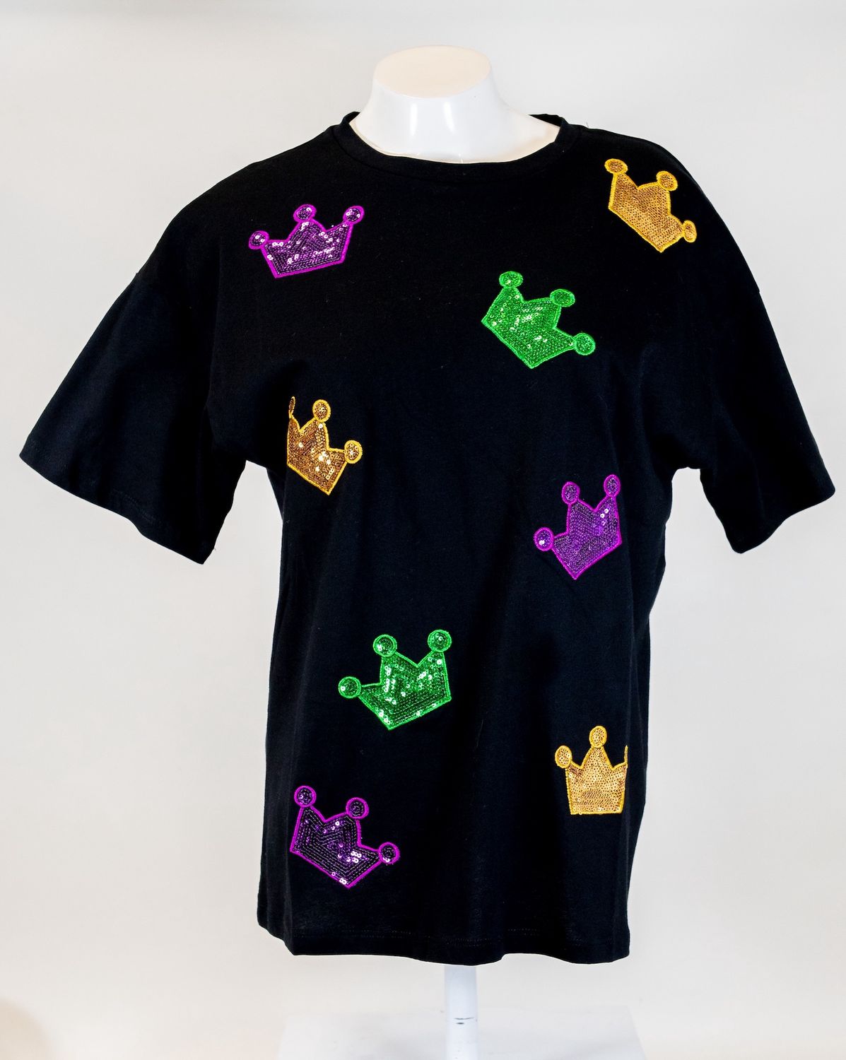 Black Mardi Gras Sequin Crown Top - Medium (Each)