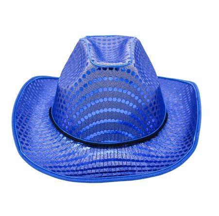Blue Sequin LED EL Wire Cowboy Hat (Each)