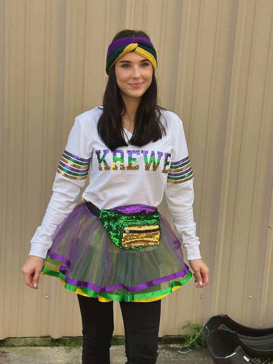 Color Block Sequin Purple, Green, and Gold Fanny Pack