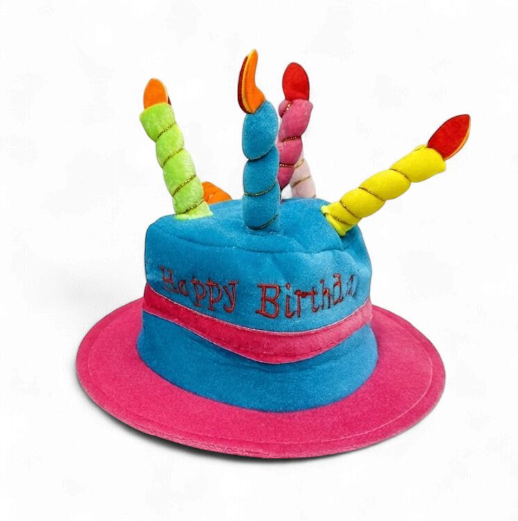 Pink Birthday Cake Hat, 2 Asst, Fabric, 12"