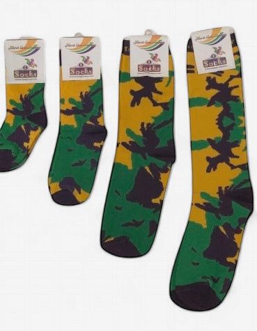 Camo Socks in Purple Green and Gold - Adult Crew