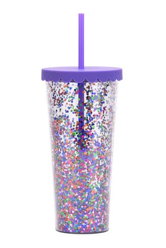 Dark Purple Glitter 700ml Double Wall Plastic Tumbler (Each) CUP074