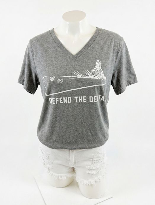 Defend the Delta® Women's Triblend Short Sleeve V-Neck Grey