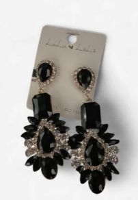 Earrings - Black Diamond Drop Dangle