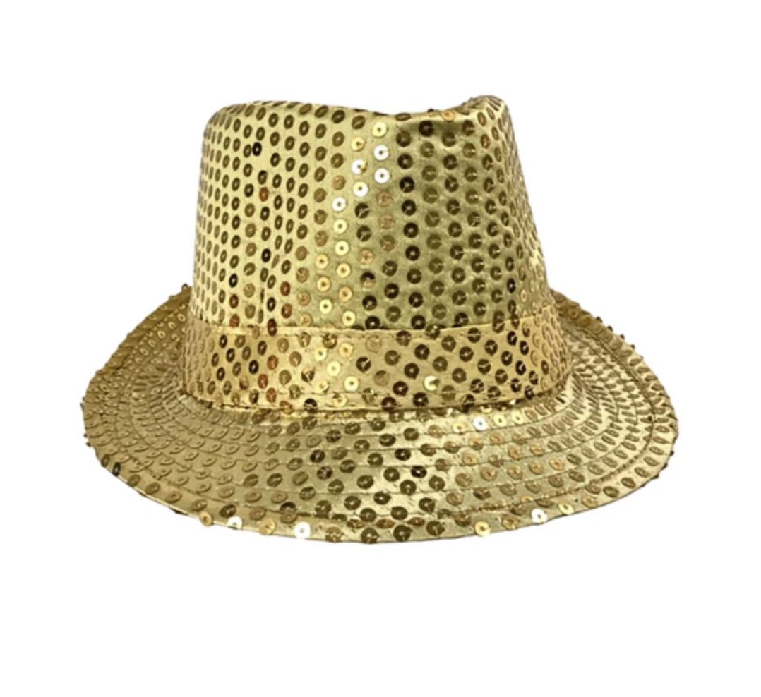 Gold LED Fedora with 14 White Lights (Each)