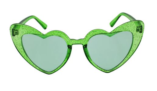 Green Heart Shaped Glitter Sunglasses (Each)