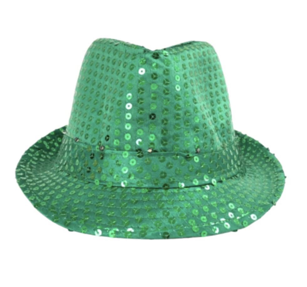 Green LED Fedora with 14 White Lights (Each)