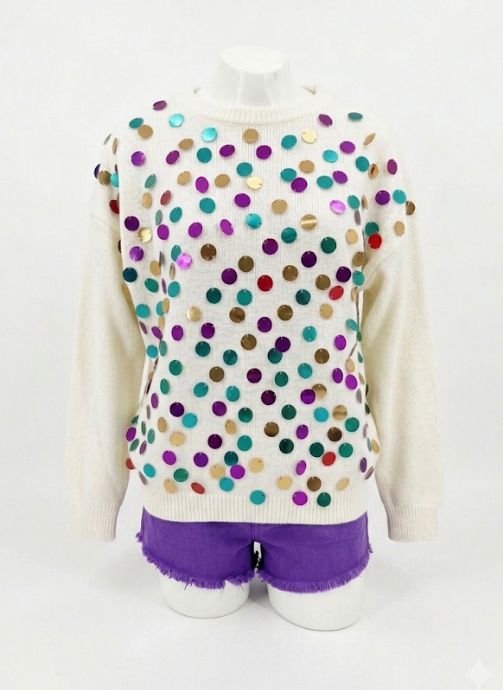 Ivory Mardi Gras Spangled Sweater