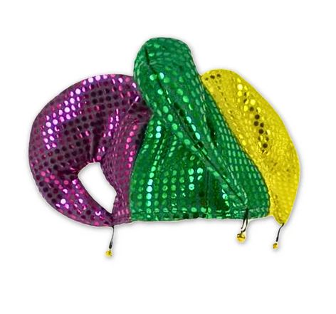 Large Purple, Green and Gold Sequin Jester Hat (Each)