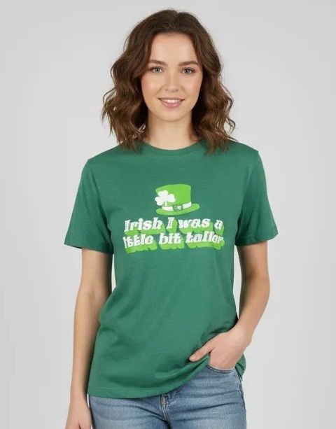 Irish I Was A Little Bit Taller Adult Unisex Tee - Heather Grass Green