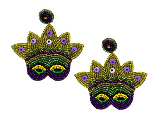 Large Mardi Gras Mask Earrings (Pair)