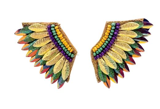 Iridescent Mardi Gras Feather Earrings (Pair)